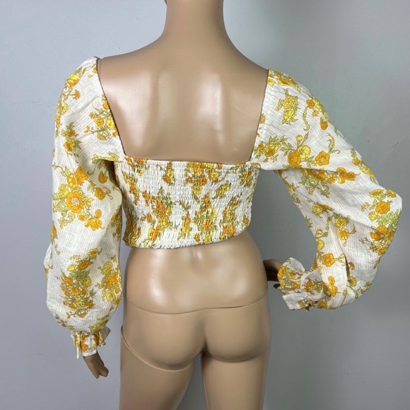 NEW FAITHFULL THE BRAND REVOLVE FLORAL PRINT LINEN CROP TOP - Picture 7 of 10